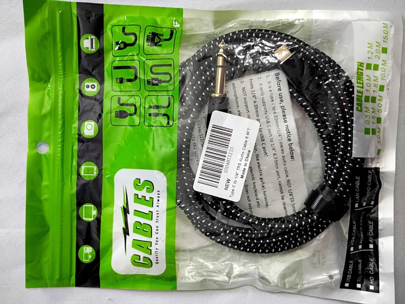 Cable Estéreo de Audio USB C A TRS de 1/4 Pulgadas Cable Audio Auxiliar 6FT. A1