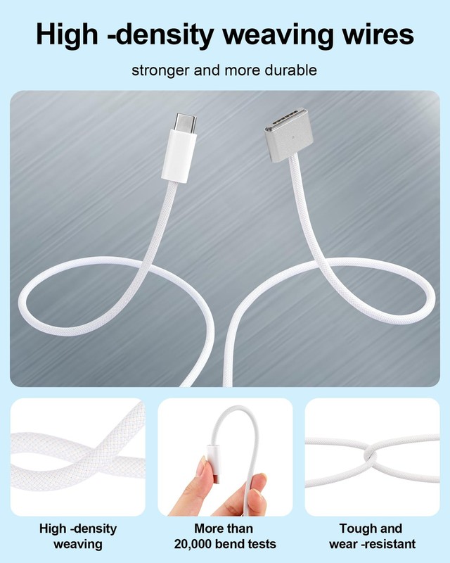 RULGOI 140W USB-C to Magnetic 3 Charging Cable, Compatible with 6.6FT, White gallery