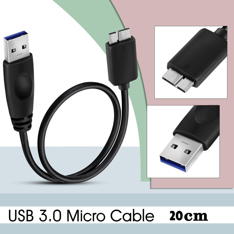 USB 3.0 Cable A to Micro B 20cm Lead Black 5 Gbps High Speed Data Cord gallery