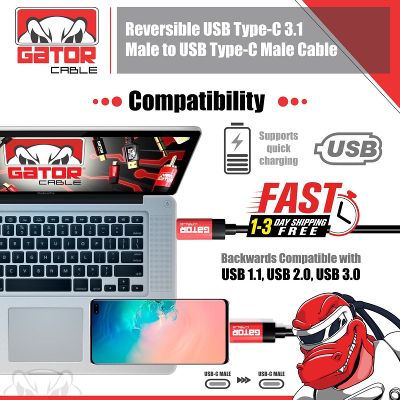 USB-C to USB-C Type-C Male Charger Cable Fast Charge 3.1 Data Sync Cord PD 20W gallery