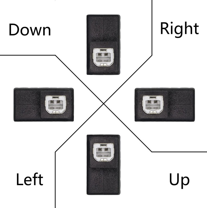2 PCS USB 2.0 TypeB Male To Female Printer Adapter 90 Degree Right Angle gallery