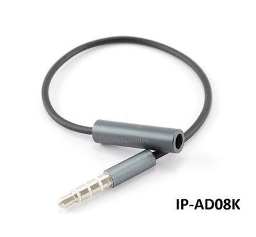 6" TRRS 3.5mm 4-Pole M/F iPhone/Tablet to C.Card Swiper/Reader Adapter Cable, BK