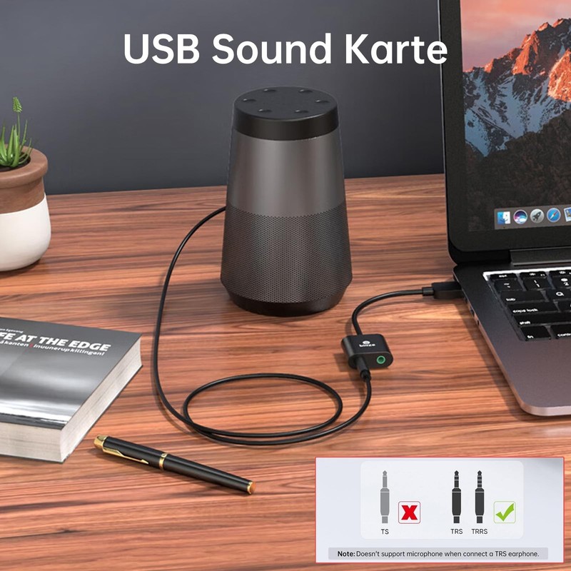 USB to 3.5mm Audio Adapter Sound Card, Headphone & Microphone Jack for PC, PS4, gallery