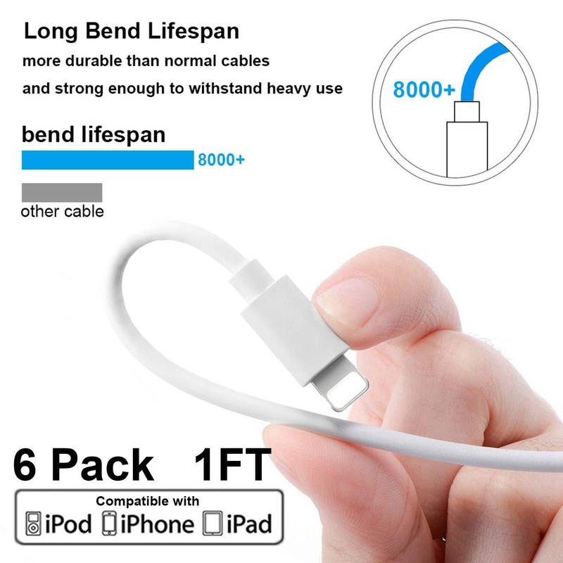 Short Phone Charger Cable 6 Pack 1 FT Cord Compatible with Cellphone All USB ... gallery