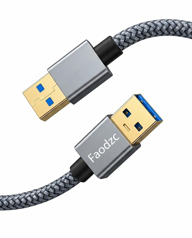 USB 3.0 A Male To A Male Cable 1ft Nylon Braided Double End Cord For DVD Pro