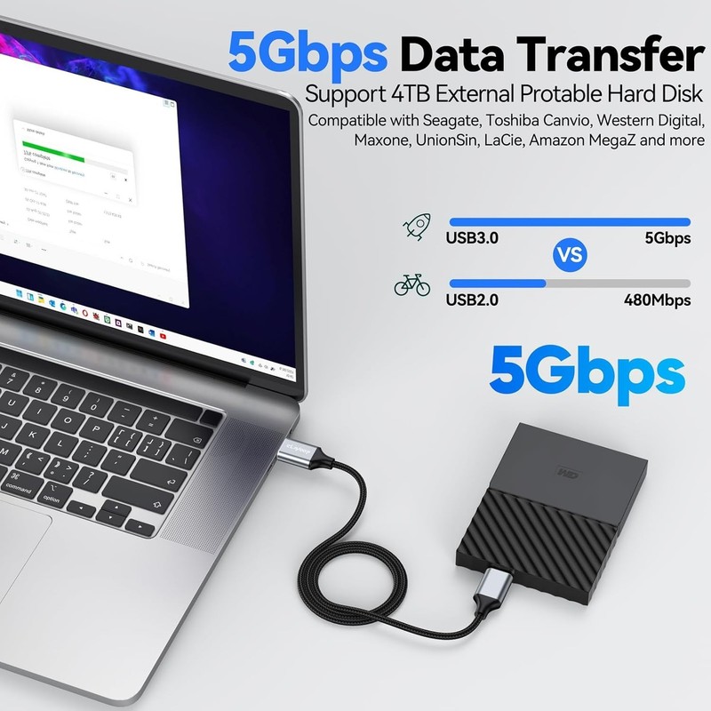USB 3.0 Micro B Cable 1.5 FT - 5 Gbps High-Speed Data Transfer for SSDs & Lap... gallery