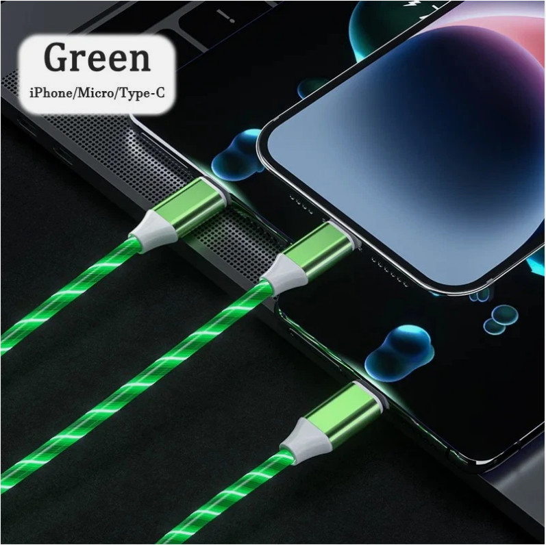 3 in 1 LED Light Glowing Charging Cable 3A Micro USB C Type C gallery