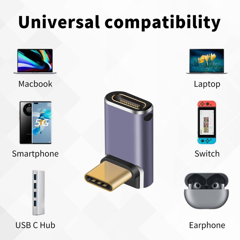 USB 4 C Up Down Male to Female Adapter Connector 240W 40Gbps Power Delivery 8K