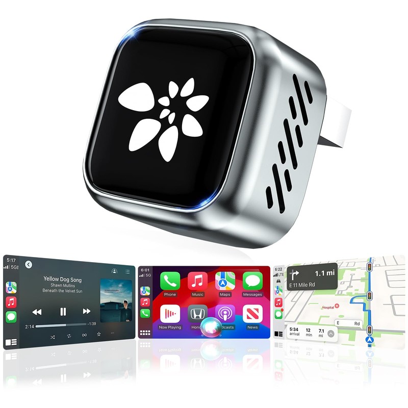 Facbey 2-in-1 Wireless CarPlay Adapter Auto Plug & Play Black for iPhone Android