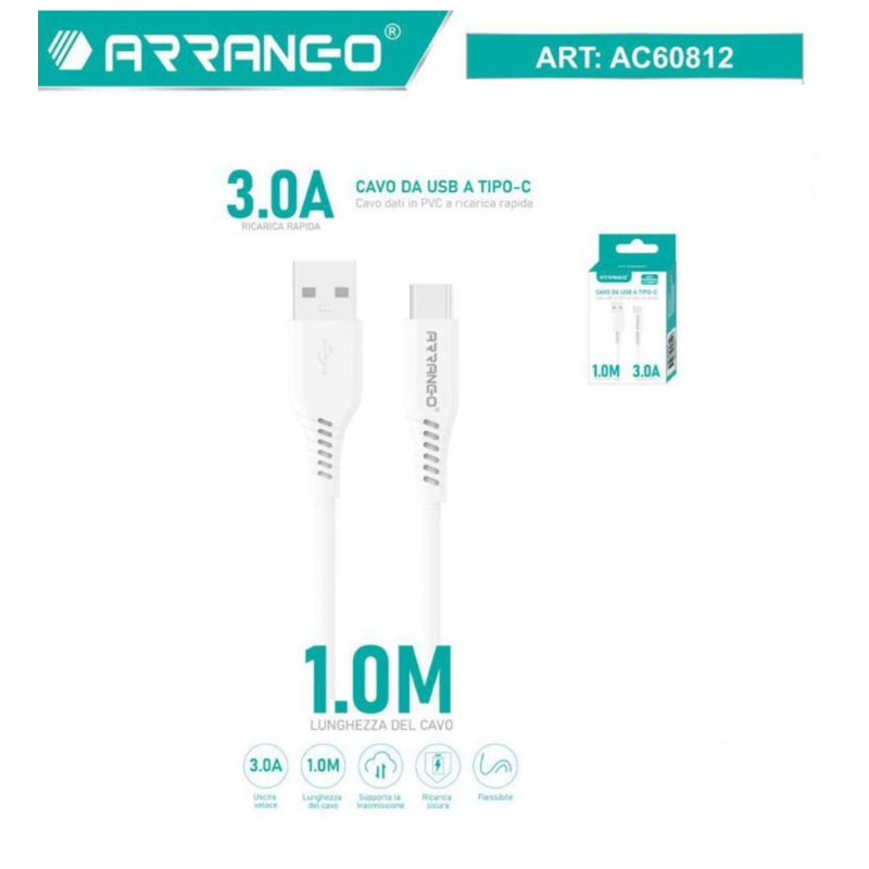 USB Cable - Type-c Fast Charging Data Cable 3.0 to 1 Meter White gallery