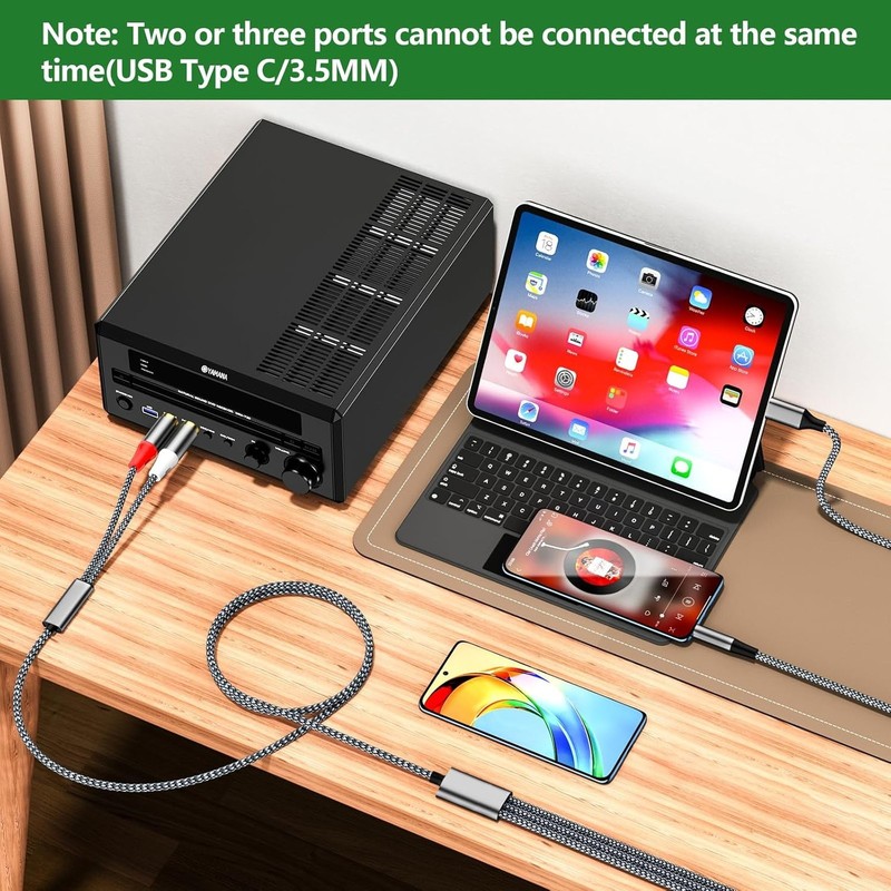 USB C to 2 RCA Audio Cable 3.5mm Stereo Splitter for Phone Tablet Home Theater gallery