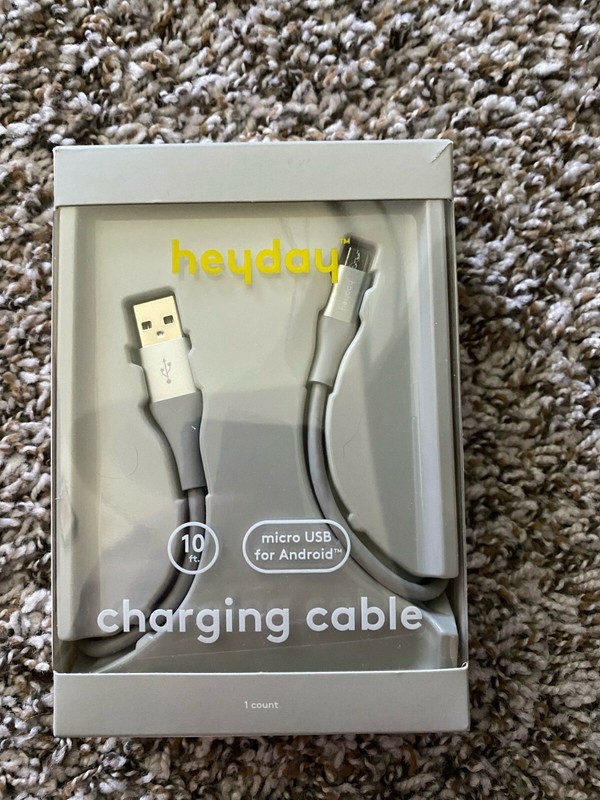 Heyday Micro-USB to USB-A Round Cable – Cool Gray/Silver