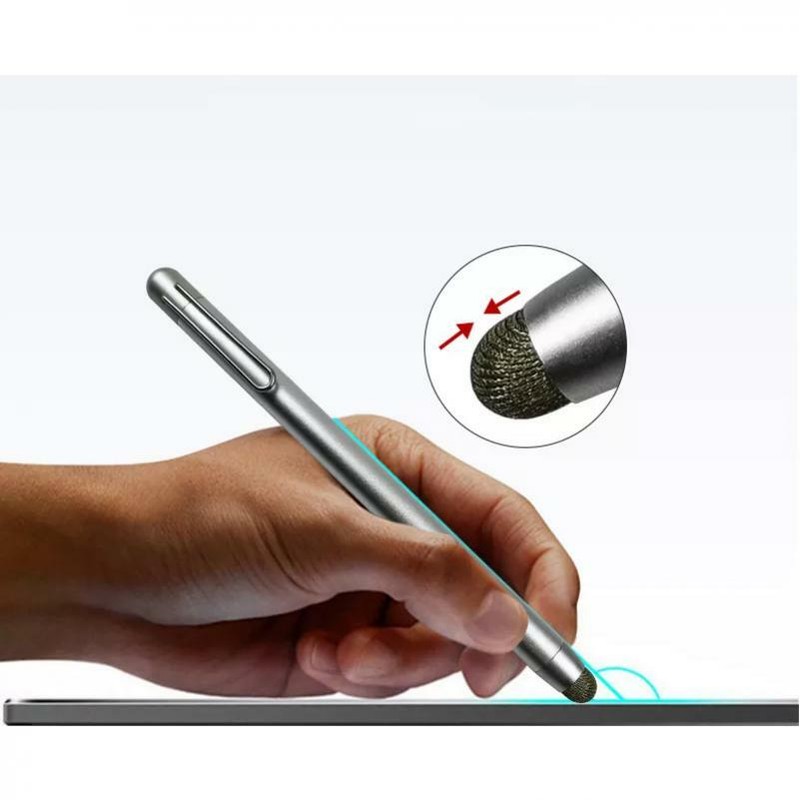 STYLUS TOUCH SCREEN PEN FIBER TIP ALUMINUM LIGHTWEIGHT SILVER COLOR for TABLETS gallery