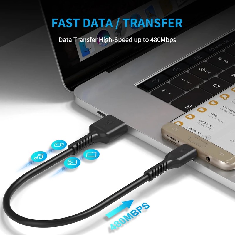 Short Micro USB Cable 1ft [5 Pack] USB 2.0 Micro USB Charging Cable Android Char gallery