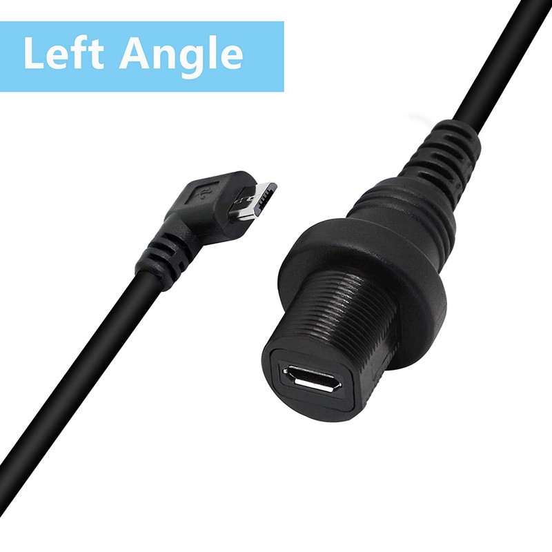 Left Angle Micro USB Mount Extension Dash Flush Dashboard Cable Car Motorcycle gallery
