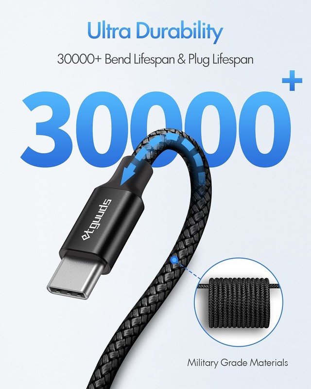 Long 15ft USB-C to USB-C Cable - Fast Charge & Tangle-Free, Quality gallery