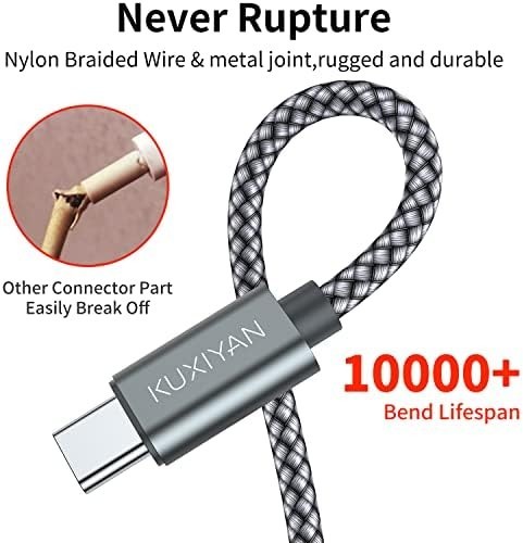USB Type C Cable (2-Pack 3FT)USB C Charger Cable Car Carplay Cable Nylon Braided gallery