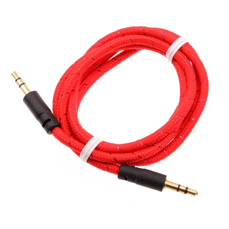 AUX CABLE 3.5MM ADAPTER CAR STEREO AUX-IN AUDIO CORD SPEAKER RED for CELL PHONES