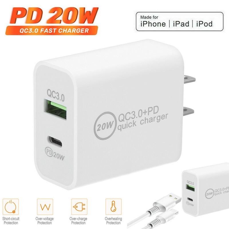 Fast Charger For iPhone 15 16 17 iPad 20W Adapter PD Braided USB C -Type C Cable gallery