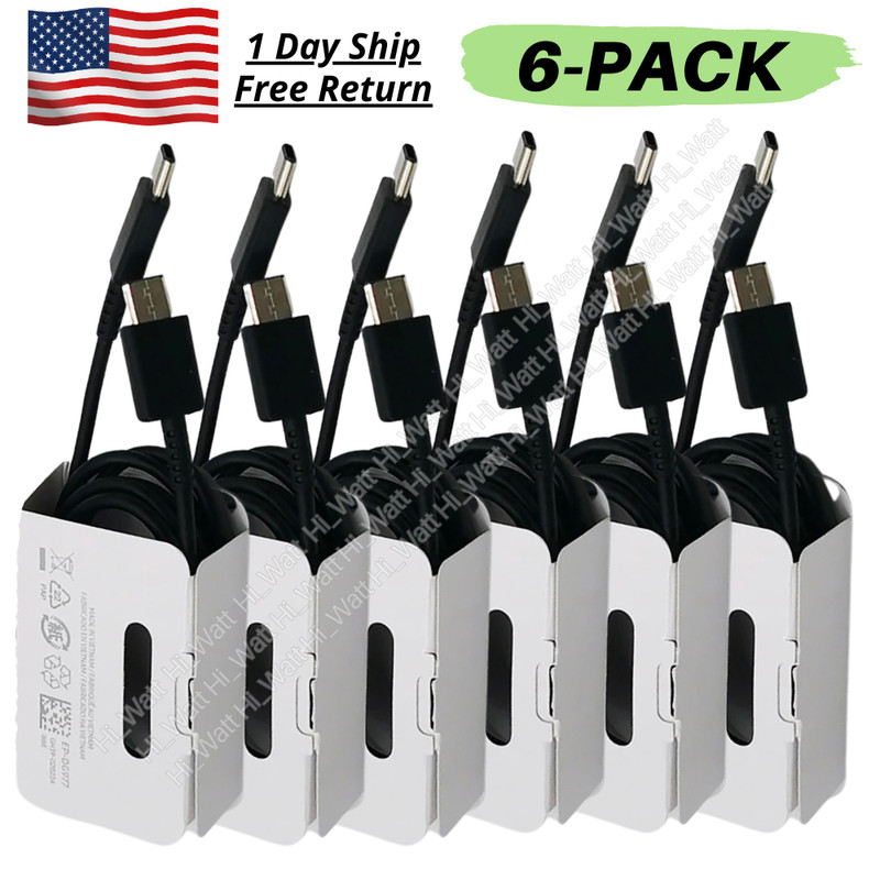6Pack Type USB-C Super Fast Charger 3FT Cable For Samsung Galaxy S20 S21 S22 S10