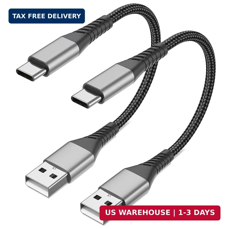 6 inch Short USB C Cable Fast Charging 2 Pack, 0.5ft USB A to USB C Cable Short