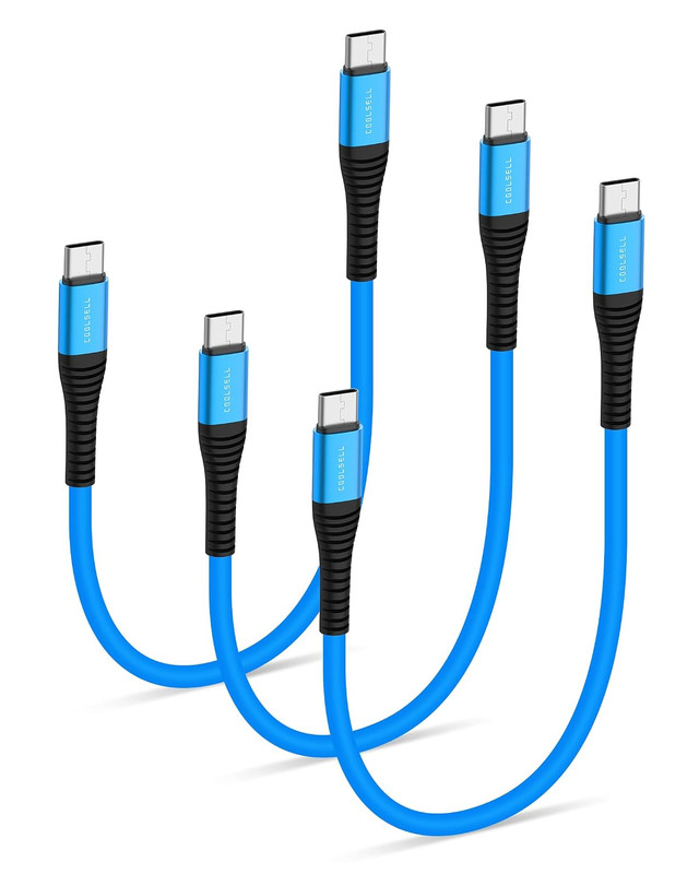 Silicone USB C to Type C Cable Short 6 inch 60W Fast Charging Cord 3Pack gallery
