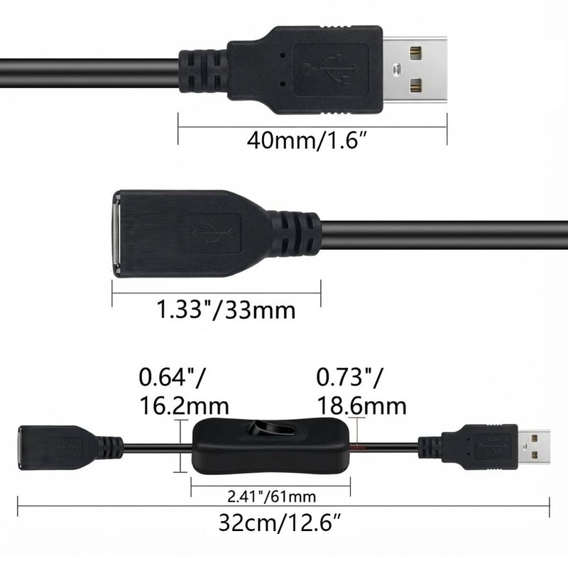 5 PCS 12V LED Strip Light Inline On Off Switch Cable DC Jack 5.5x2.1mm Black gallery