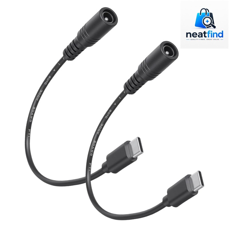 High-Performance 6 Inch USB-C to DC Charging Cord – 2 Pack for Versatile Use