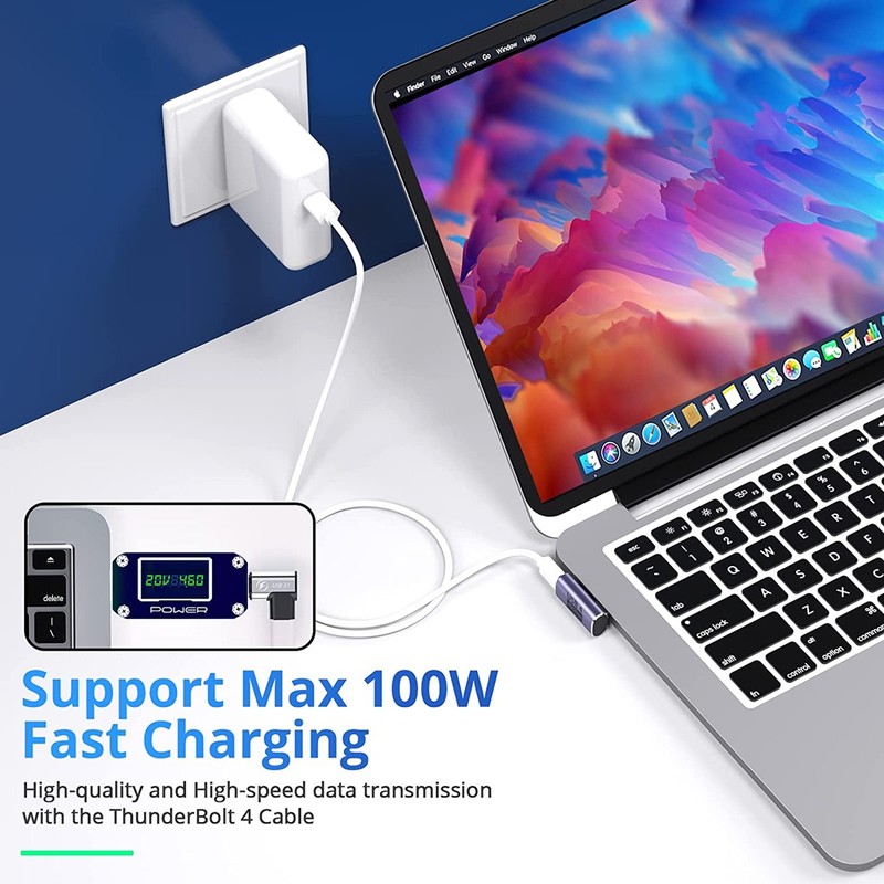 90 Right Angle USB C to USB C Adapter Type C Fast Charging Converter 40Gbps 100W gallery
