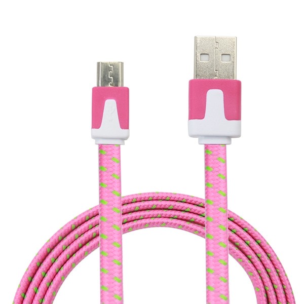 MICRO USB flat noodle Fabric Braided Charger Cable FOR samsung galaxy s7 s6 edge gallery