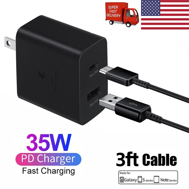 Super 35W PD Power Adapter Duo Wall Charger+Cables For Samsung S23 S22 S21 S20🚀