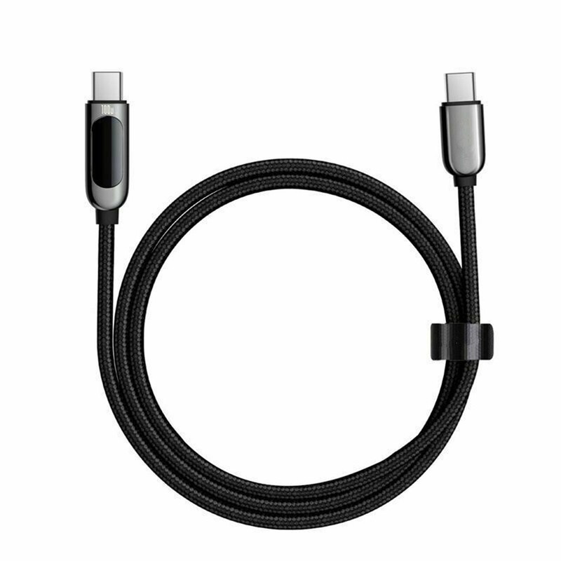 5A PD 100W LED Display Type-C USB C to USB C Fast Charging Cable Braided Wire gallery