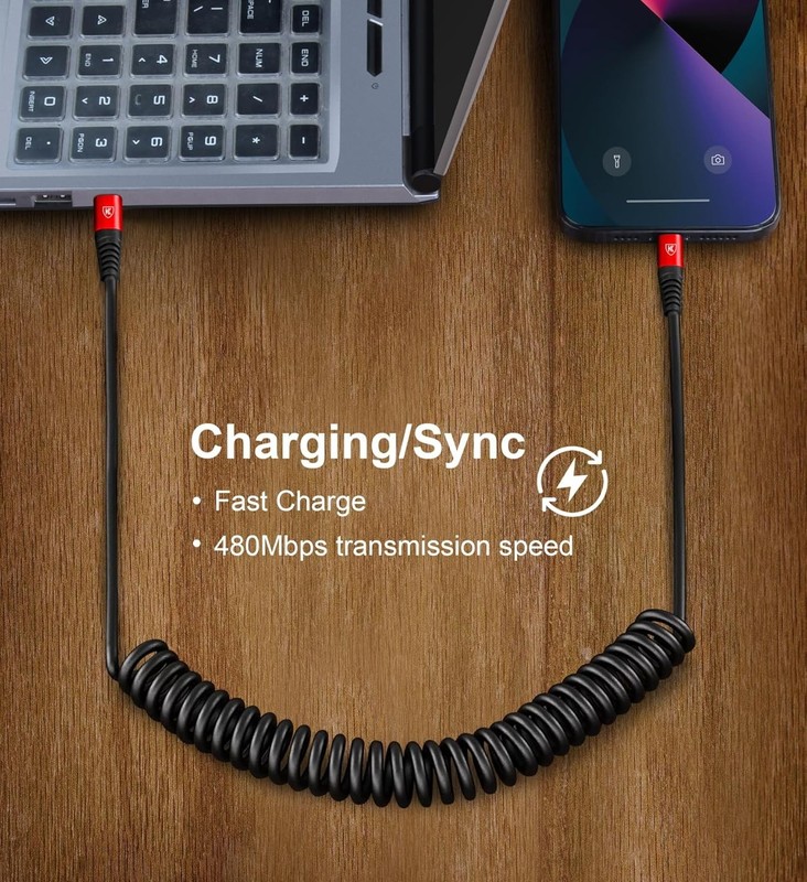 USB C Cable 3ft 2Pack USB C to USB C Charger Cable for Car, Coiled Type C Fast C gallery