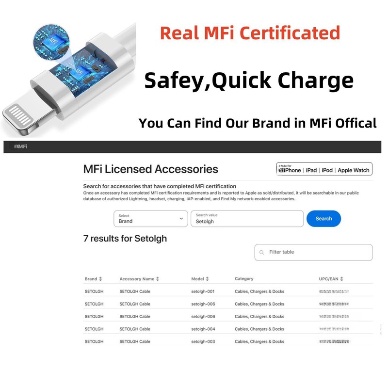 for USB C to Lightning Cable 20FT 1 Pack MFi Certified 27W PD Fast Charging E... gallery
