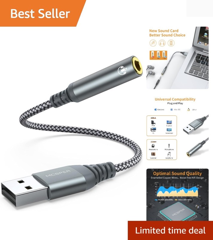 Durable USB to Audio Jack Adapter with High-Definition Sound – Compact Design