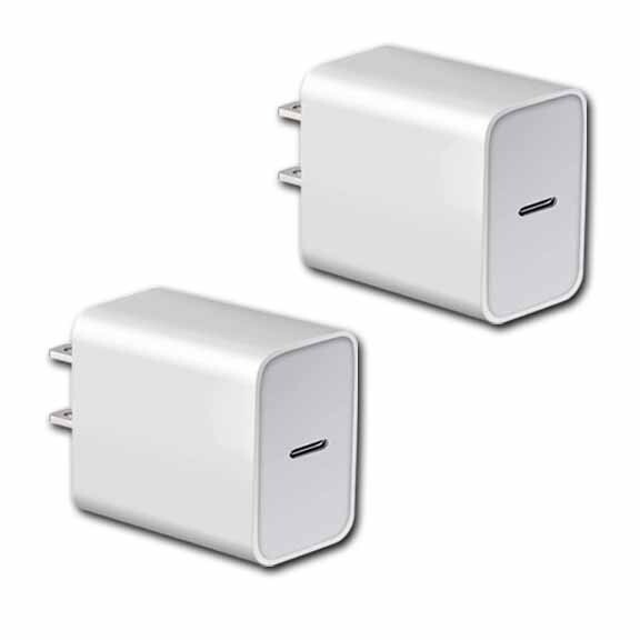 2pcs 20W Power Adapter Type C White