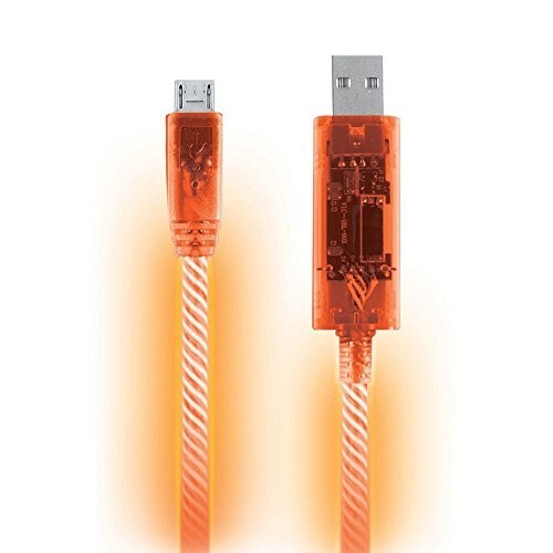5x Micro USB Cable Charge Sync Orange Light up Pulse Electroluminescent 3 Feet gallery