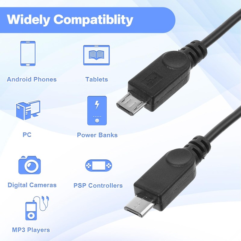 Micro USB Splitter 2PCS Micro USB Splitte-USB 1 to 2 Cord Male Splitter Femal... gallery