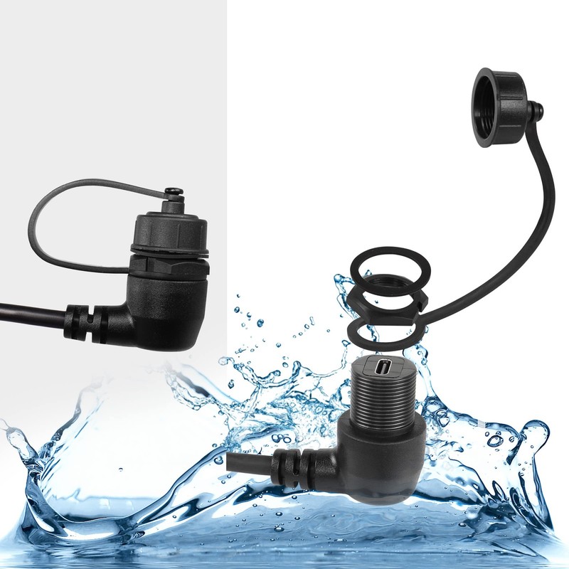 90 Degree Angle USB C Flush Panel Mount Cable 2.0 Female Male Waterproof 30cm gallery