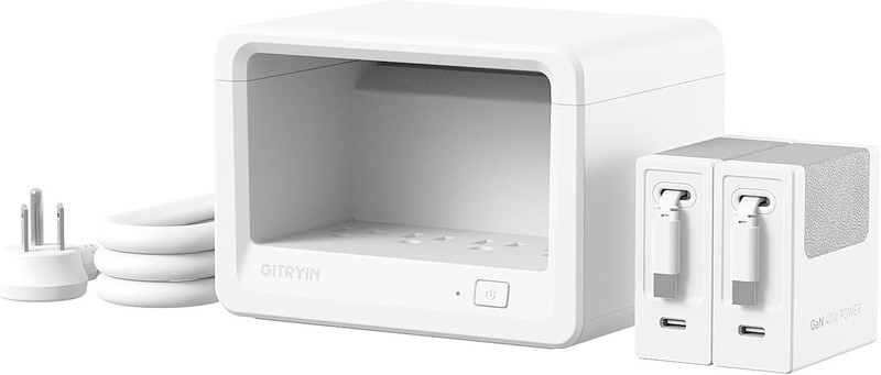 Gitryin 10-in-1 Desktop Charging Station with 2 Retractable Wall Chargers Type-C