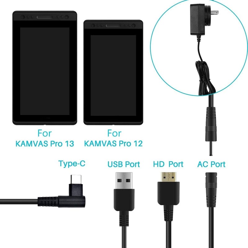 3-in-1 Cable for Huion KAMVAS 16 13 GT-133 and 12 GT-116 Graphics Drawing Mon... gallery